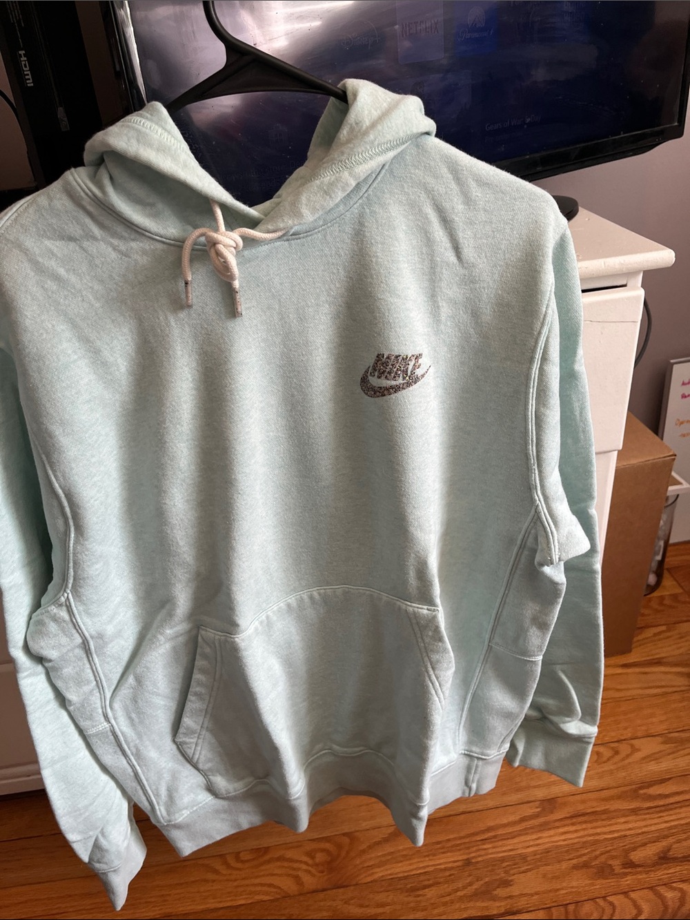 Nike Men’s Mint Green Pullover Hoodie with Logo